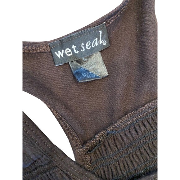 Vintage Wet Seal Brown Smocked Maxi Dress Size L Y2K Forest Fairy Grunge Cottage - Picture 4 of 8